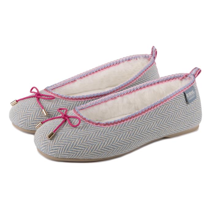 Isotoner® Ladies Herringbone Ballet Slipper Grey Extra Image 1